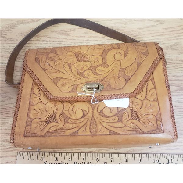 Hand tooled ladies leather purse