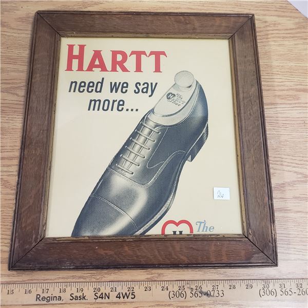 Framed "Hartt Shoes" Ad advertising