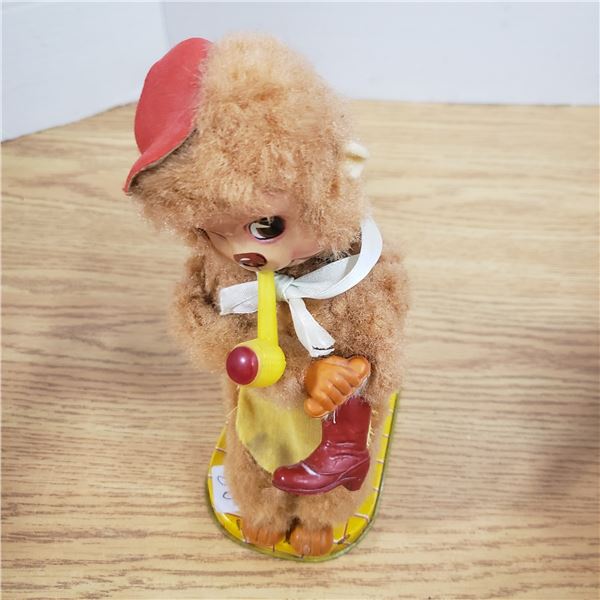 Battery Op Bear , shoe shining - pipe smoking with glasses
