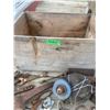 Image 4 : Wooden Crate with Vintage Tools, Pick, Cycle Sharpener etc.