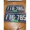 Image 1 : Pair of 1962 Saskatchewan License Plates
