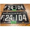 Image 1 : Pair of 1960 Saskatchewan License Plates Farm