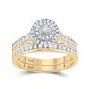 Image 1 : Diamond Halo Bridal Wedding Ring Band Set 1/2 Cttw 10kt Yellow Gold