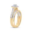 Image 3 : Diamond Halo Bridal Wedding Ring Band Set 1/2 Cttw 10kt Yellow Gold