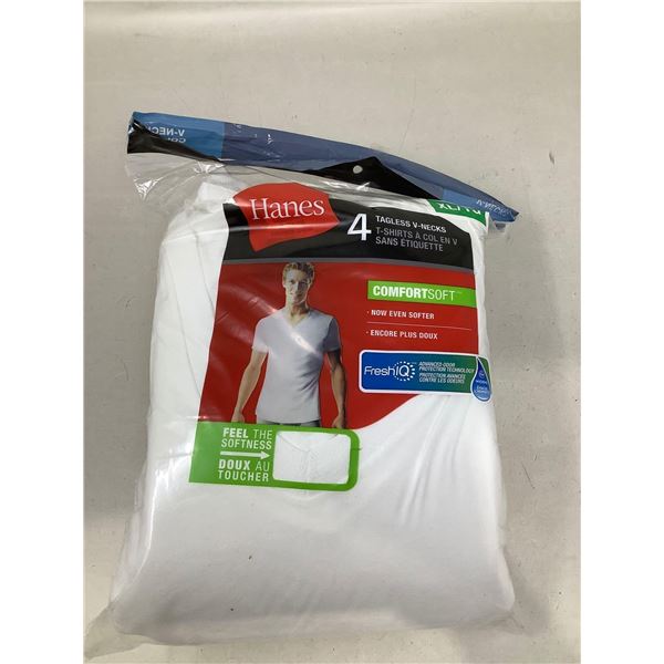 Hanes 4 Tagless V-Necks Size XL