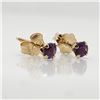 Image 3 : 14K Yellow Gold Amethyst (0.21ct) Earrings (~weight 0.45g), Made in Canada, Suggested Retail Value $
