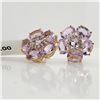 Image 1 : Silver Pink AmethystWhite Topaz(7.4ct) Earrings (~weight 5.6g), Made in Canada, Suggested Retail Val