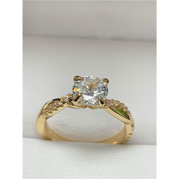 Ladies 1.0 Carat Brilliant Cut Solitaire 14K GP Engagement ring size 7