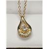 Image 2 : Tear Drop Design Ladies 14K GP Chain with .85 Carat Brilliant Cut Solitaire Pendant