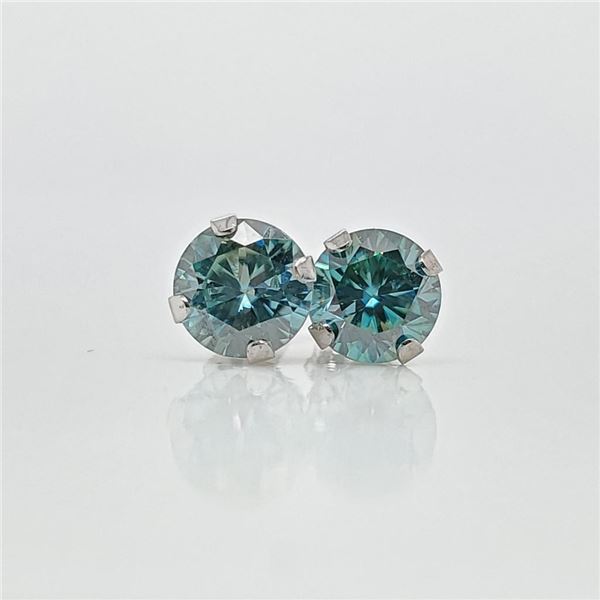 10K White Gold Moissanite(1.5ct) Earrings (~weight 0.69g), Made in Canada, Appraised Retail $1500