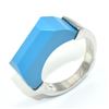 Image 4 : Silver Syntheticturquoise(6.7ct) Rhodium Plated Ring (~weight 6.7g), Suggested Retail Value $300