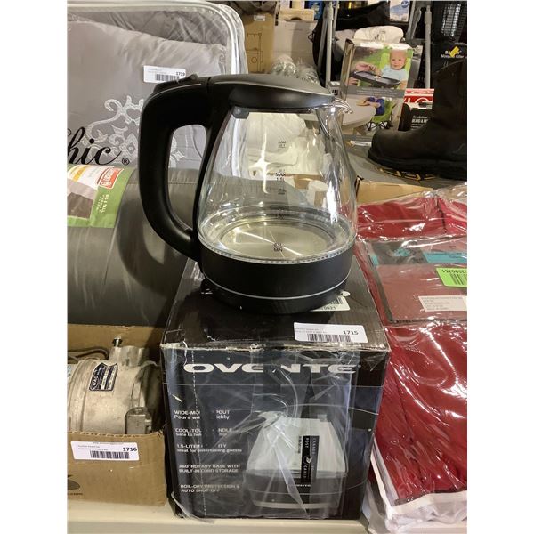 Ovente  1.5L Glass Cordless Electric Kettle