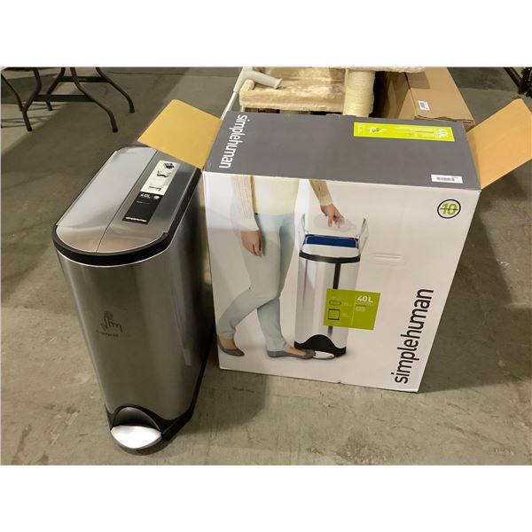 SimpleHuman 40L Stainless Steel Trash Bin