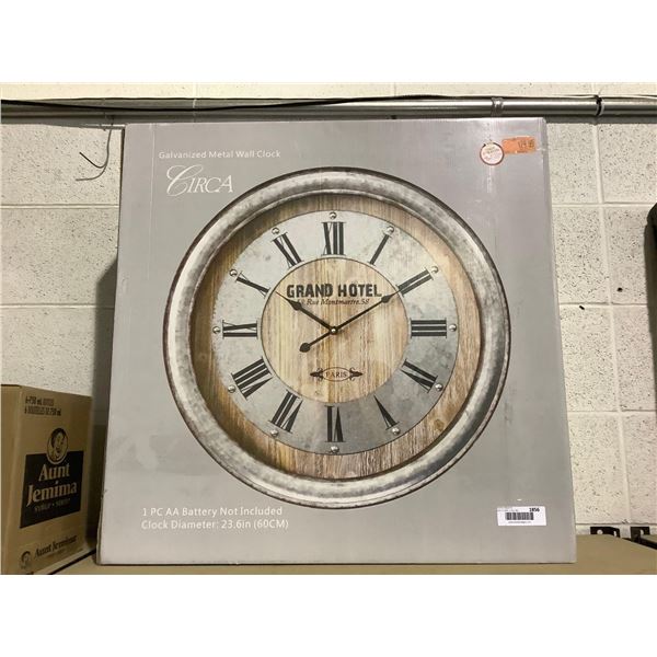 Grand Hotel Galvanized Metal Wall Clock (23.6in)