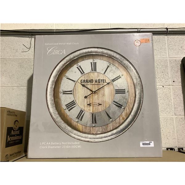 Grand Hotel Galvanized Metal Wall Clock (23.6in)