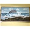 Image 2 : ORIGINAL ART BY JULIE RUTTER 75" X 39" OIL ON CANVAS - "BASS ROCK, SCOTLAND"