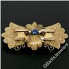Image 4 : Antique Victorian Engraved Etched 9k Rose Gold Sapphire Ruby & Pearl Brooch Pin