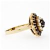 Image 5 : Vintage 8k Yellow Gold 1.56 ctw Garnet & Pearl Petite Dual Halo Cluster Ring