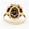 Image 7 : Vintage 8k Yellow Gold 1.56 ctw Garnet & Pearl Petite Dual Halo Cluster Ring