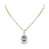 Image 1 : 14.17 ctw Tanzanite and Diamond Pendant With Chain - 14KT White Gold