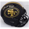 Image 1 : Joe Montana Autographed San Francisco 49ers Full Size Eclipse Black Speed Replica Helmet (Beckett)