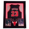 Image 1 : MICHAEL JORDAN SIGNED CHICAGO BULL LED CUSTOM FRAMED JERSEY ( 24 X 36)