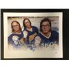 Image 1 : SLAP SHOTS HANSON BROTHERS TRIPLE SIGNED 8X10 PRINT (JSA COA)