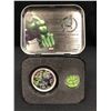 Image 1 : CERTIFIED AUTHENTIC HULK COIN #2 IN THE OFFICIAL AVENGERS  999 SILVER