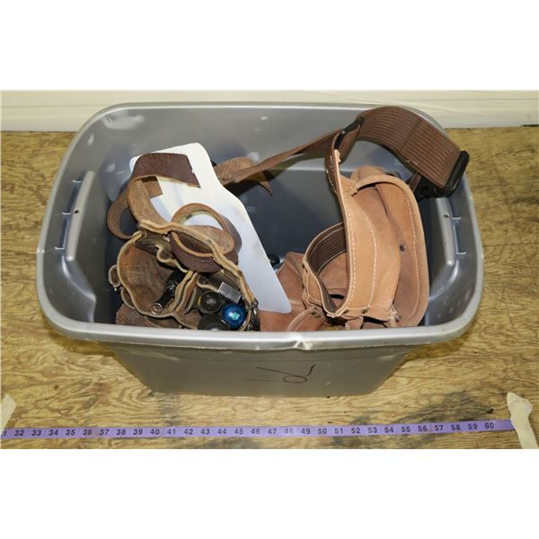 Tub w/ Two Tool Belts & Misc. Tools