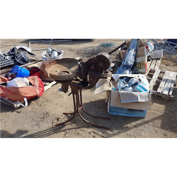 Antique blower forge, riveted pan