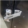 Image 10 : Tall black rifle gun cabinet safe. One lock works with key, one drilled out