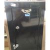 Image 2 : Tall black rifle gun cabinet safe. One lock works with key, one drilled out