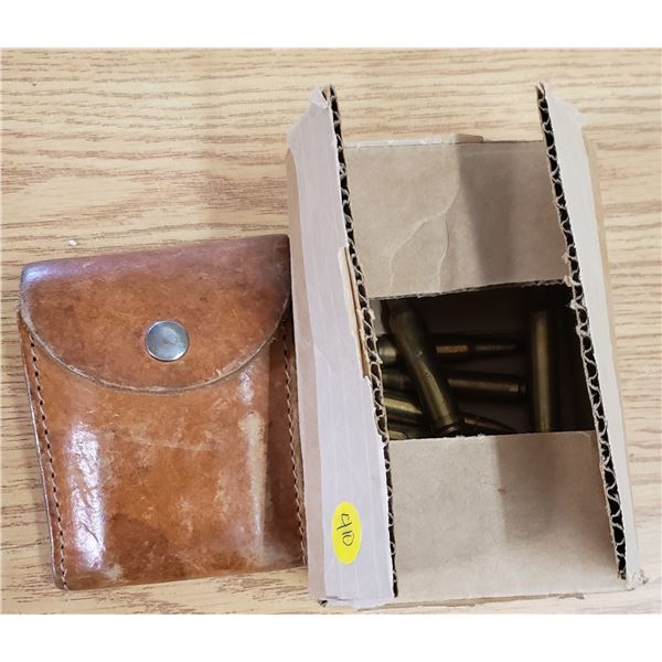 Vintage heavy leather shell pouch full 7mm with box of random shells *NO SHIPPING * *PAL REQUIRED*