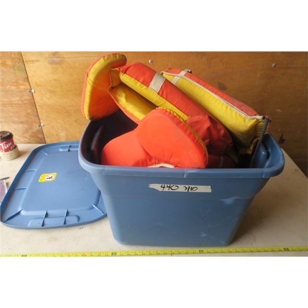 Box of Life Jackets 2 Adults 1 Child