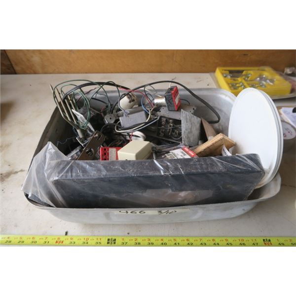 Tin Tray of Misc. Electrical Relays, Screws and More!