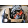 Image 2 : Rubbermaid with Extension Cords, Weed Whip Line, and Heavy Audio Cables