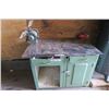Image 2 : Green Metal Work Bench with Vice and 6" Grinder + Contents