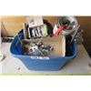 Image 1 : Sterilite Box of Misc. Electrical, Tire Irons and More