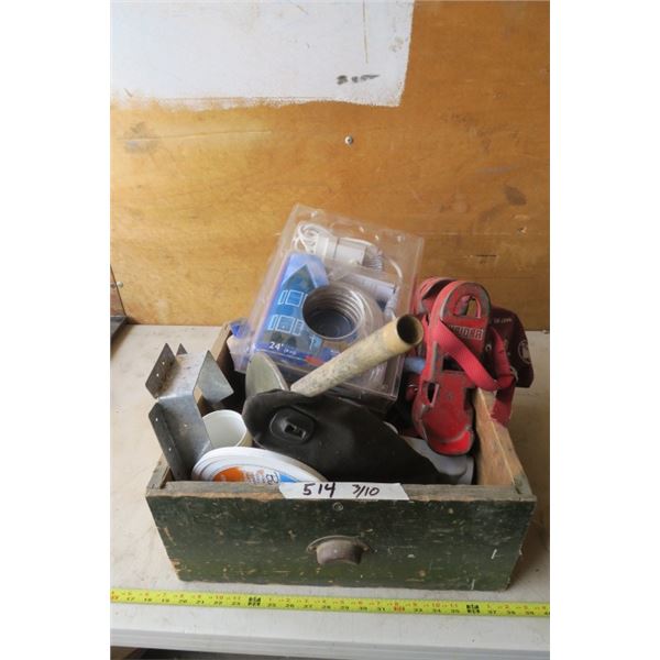 Old Drawer of Misc Items, Shoe Weights, Rope Lights, and More