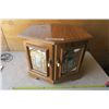 Image 1 : Hexagonal End Table with Mirrored Doors 22.5" Wide