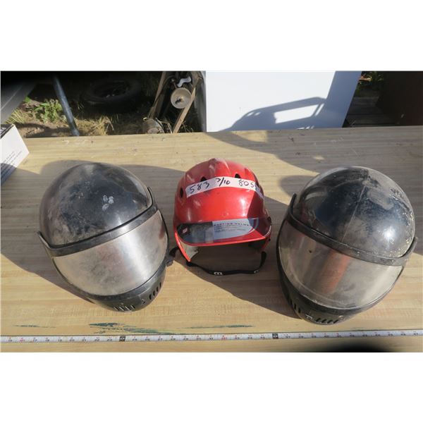 2 Sled Helmets 1 One Baseball Helmet