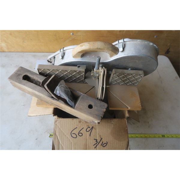 Box With Scraper, Antique Plane (Broken) & Miter Box