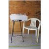 Image 1 : Plastic Lawn Chair & Metal Stool