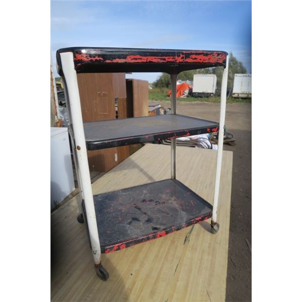 Black and Orange Wheeled Cart 22X16X29 3/4"