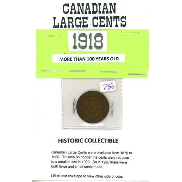 Canada large cent 1918 coin Canadian Currency