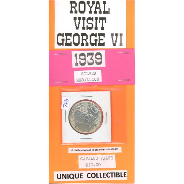 royal visit George VI 1939 silver medallion Canadian coin Canada