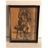 Image 1 : Frank Molnar Canadian (1936 - 2020) - Framed nude charcoal pencil sketch drawing 1999 - seated male 
