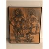 Image 1 : Frank Molnar Canadian (1936 - 2020) - Framed nude charcoal pencil sketch drawing 2001 - woman in 3 s