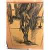 Image 2 : Frank Molnar Canadian (1936-2020) - Framed nude charcoal pencil sketch drawing 1999 - woman standing