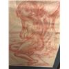 Image 2 : Frank Molnar Canadian (1936-2020) - Framed nude red charcoal pencil sketch drawing 2002 - woman lean
